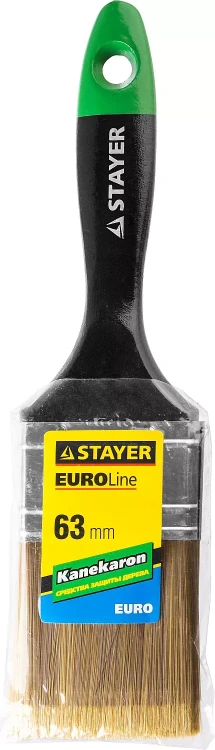 STAYER “KANEKARON-EURO”. Кисть плоская, искусственная щетина, деревянная ручка, 63мм 0106-063 купить в Нижневартовске