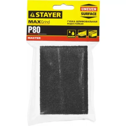 Губка шлифовальная STAYER "MASTER" четырехсторонняя, зерно - оксид алюминия, Р80; 100 x 68 x 26 мм. 3560-2_z01 купить в Нижневартовске