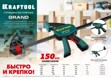 Струбцина KRAFTOOL GRAND пистолетная 32226-90 купить в Нижневартовске