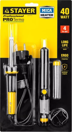 Набор STAYER "PROFI" для паяльных работ, 55300 +шприц + подставка + припой, 40 Вт 55316-40-H4 купить в Нижневартовске