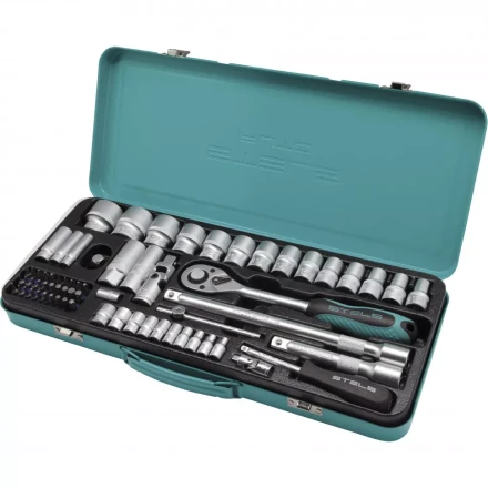 Набор торцевых головок с трещоткой 1/2 и 1/4 69 предметов Stels 13576 купить в Нижневартовске