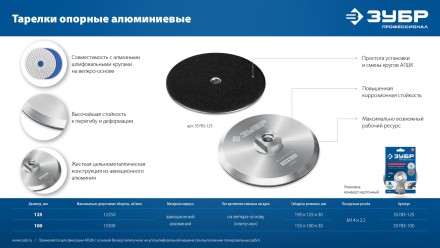 ЗУБР d 125 мм, М14, держатель алюминиевый для АГШК, ПРОФЕССИОНАЛ (35783-125) купить в Нижневартовске