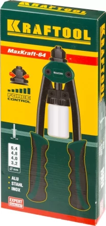 Заклепочник двуручный силовой компактный, KRAFTOOL "MaxKraft-64" 31160, для заклёпок d=3,2-6,4 мм из Al, стали, нерж стали, усил литой корпус 31160 купить в Нижневартовске