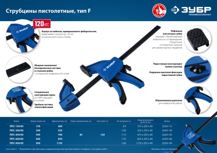 ЗУБР ППС-30/85, 300 х 85 мм, пистолетная струбцина, Профессионал (32241-30) купить в Нижневартовске