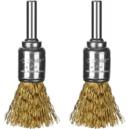 ЗУБР &quot;ПРОФЕССИОНАЛ&quot;. Набор щеток кистевых для дрели, витая стальная латунированная проволока 0,3мм, 17мм, 2шт 35225-17-H2_z02