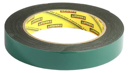 Двухсторонняя клейкая лента на вспененной основе, STAYER Professional 12233-19-05, черная, 19мм х 5м 12233-19-05 купить в Нижневартовске