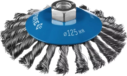 ЗУБР "ПРОФЕССИОНАЛ". Щетка коническая для УШМ, плетеные пучки стальной проволоки 0,5мм, 125ммхМ14 35269-125_z02 купить в Нижневартовске