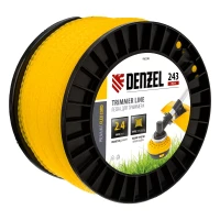 Леска для триммера витой квадрат, 2,4мм х 243м, на DIN катушке FLEX CORD// Denzel 96298