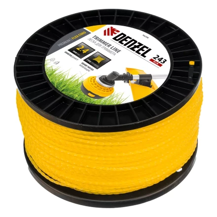Леска для триммера витой квадрат, 2,4мм х 243м, на DIN катушке FLEX CORD// Denzel 96298 купить в Нижневартовске