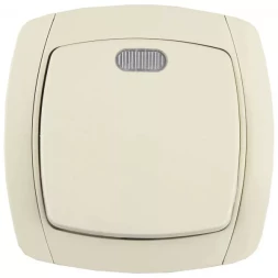 Выключатель СВЕТОЗАР "CITY LIGHT" одноклавишный в сборе, с подсветкой, бежевый, 10А/~250В SV-54231-B