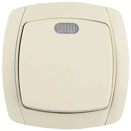 Выключатель СВЕТОЗАР "CITY LIGHT" одноклавишный в сборе, с подсветкой, бежевый, 10А/~250В SV-54231-B купить в Нижневартовске