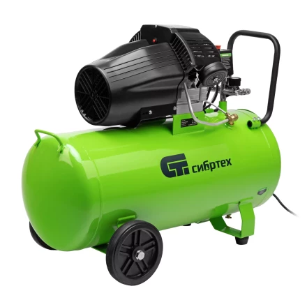 Компрессор воздушный Сибртех КК-2200/100 58009, 2,2 кВт, 350 л/мин, 100 л, прямой привод, масляный купить в Нижневартовске
