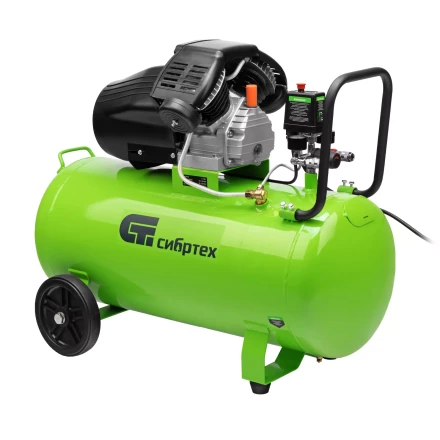 Компрессор воздушный Сибртех КК-2200/100 58009, 2,2 кВт, 350 л/мин, 100 л, прямой привод, масляный купить в Нижневартовске