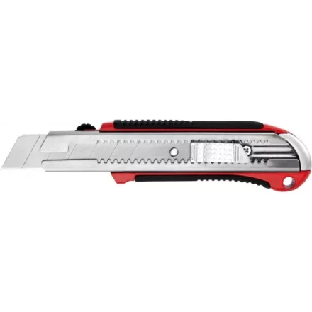 Нож URAGAN с выдвижным сегментированным лезвием, металлический обрезиненный корпус, автостоп, сталь У8А, 25мм 9185 купить в Нижневартовске