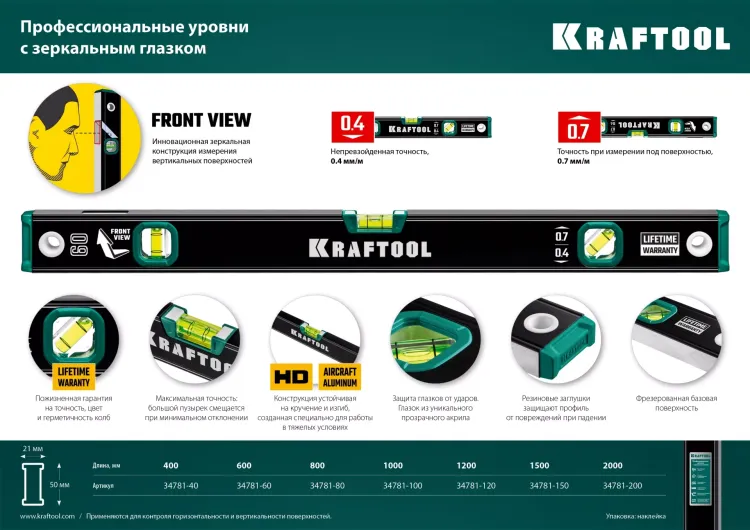 Профессиональный уровень с зеркальным глазком KRAFTOOL 34781-150 купить в Нижневартовске