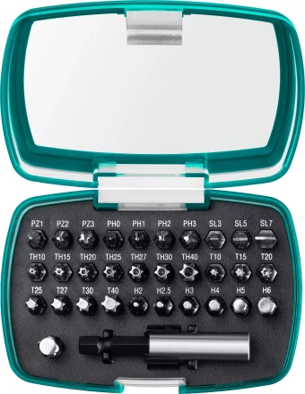 Набор бит и адаптеров KRAFTOOL C-Drive многофункциональный, Cr-Mo сталь, в ударопрочном компактном боксе. Цветная маркировка типов шлицов 26067-H32 купить в Нижневартовске