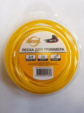 Леска для триммера квадратная витая 2.4мм х 10м  Denzel Россия 96175 купить в Нижневартовске