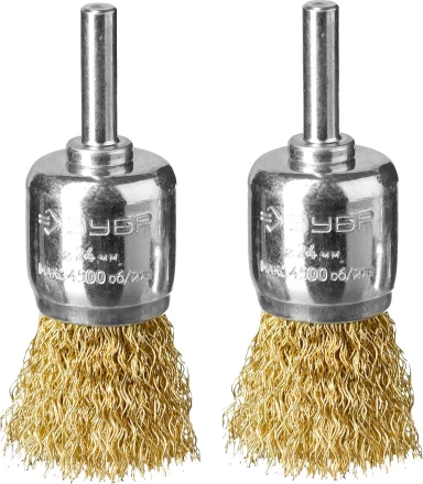 ЗУБР "ПРОФЕССИОНАЛ". Набор щеток кистевых для дрели, витая стальная латунированная проволока 0,3мм, 24мм, 2шт 35225-24-H2_z02 купить в Нижневартовске