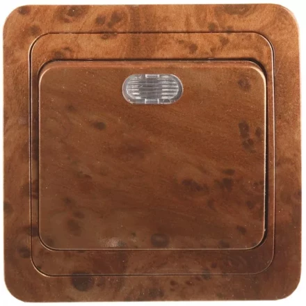 Выключатель СВЕТОЗАР "ГАММА" с подсветкой, одноклавишный, цвет орех, 10A/~250B SV-54131-N купить в Нижневартовске