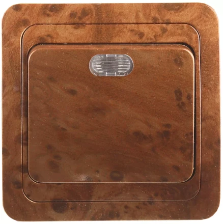 Выключатель СВЕТОЗАР "ГАММА" с подсветкой, одноклавишный, цвет орех, 10A/~250B SV-54131-N купить в Нижневартовске