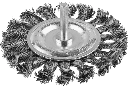 ЗУБР "ПРОФЕССИОНАЛ". Щетка дисковая для дрели, жгутированная стальная проволока 0,5мм, 100мм 3522-100_z02 купить в Нижневартовске