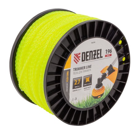 Леска для триммера витой квадрат, 2,7мм х 196м, на DIN катушке FLEX CORD// Denzel 96299 купить в Нижневартовске