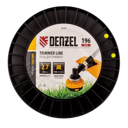 Леска для триммера витой квадрат, 2,7мм х 196м, на DIN катушке FLEX CORD// Denzel 96299 купить в Нижневартовске