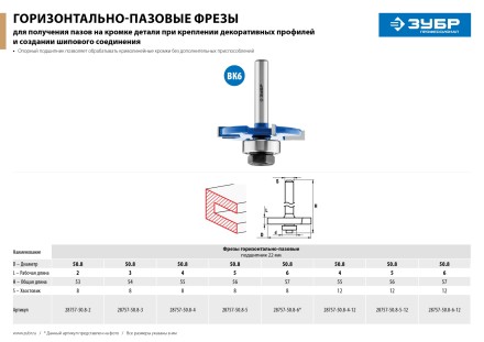 ЗУБР 50.8 x 2 мм, хвостовик 8 мм, фреза горизонтально-пазовая, Профессионал (28757-50.8-2) купить в Нижневартовске