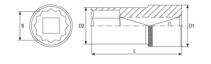 Головка торцевая 12-гранная глубокая 1/2"DR 24 мм S04HD4724 Jonnesway 49073 купить в Нижневартовске