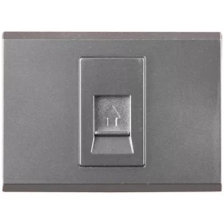Розетка СВЕТОЗАР &quot;ЭФФЕКТ&quot; телефонная, одинарная, без вставки и рамки, цвет светло-серый металлик SV-54417-SM