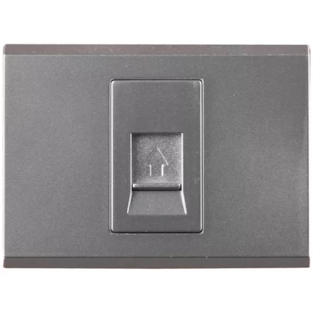 Розетка СВЕТОЗАР "ЭФФЕКТ" телефонная, одинарная, без вставки и рамки, цвет светло-серый металлик SV-54417-SM купить в Нижневартовске