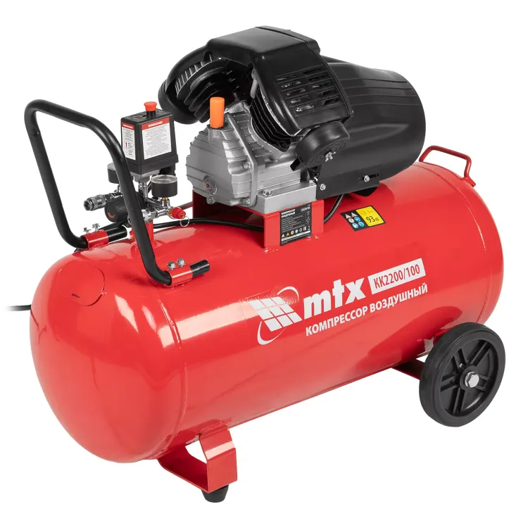 Компрессор воздушный MTX КК-2200/100, 2,2 кВт, 350 л/мин, 100 л, прямой привод, масляный купить в Нижневартовске