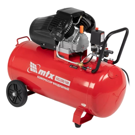 Компрессор воздушный MTX КК-2200/100, 2,2 кВт, 350 л/мин, 100 л, прямой привод, масляный купить в Нижневартовске