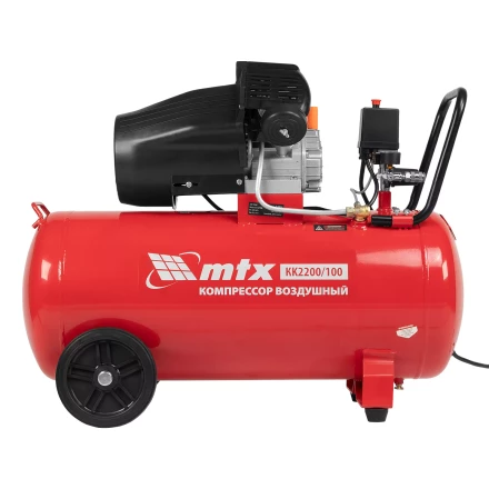 Компрессор воздушный MTX КК-2200/100, 2,2 кВт, 350 л/мин, 100 л, прямой привод, масляный купить в Нижневартовске