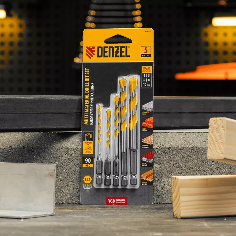 Набор сверл универсальных, Multi cut, 4-10 мм, 5 шт Denzel 706016 купить в Нижневартовске