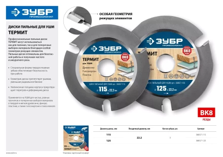 Пильные диски для УШМ ТЕРМИТ серия ПРОФЕССИОНАЛ купить в Нижневартовске