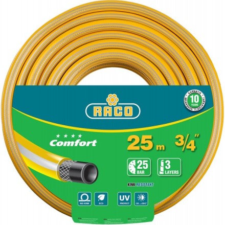 Шланг RACO &quot;COMFORT&quot; поливочный, 30атм., армированный, 3-х слойный, 3/4&quot;х25м 40303-3/4-25 купить в Нижневартовске