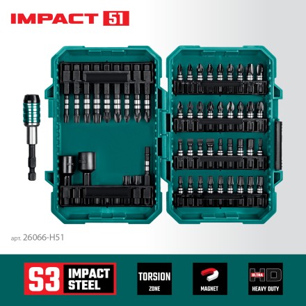 Набор ударных торсионных бит KRAFTOOL Impact, Cr-Mo-V-Nb сталь 26066-H51 купить в Нижневартовске