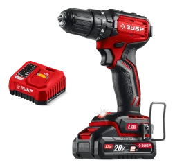 ЗУБР 20 В, 45 Нм, 1 АКБ LMS (2 Ач), бесщеточная ударная дрель-шуруповерт (ДБУ-45-21)