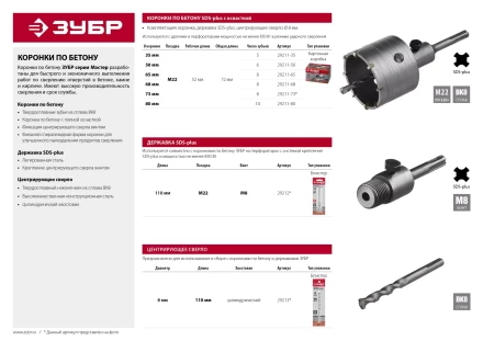 ЗУБР 110 мм, SDS - Plus, фиксация винтом, державка для коронки по бетону (29212) купить в Нижневартовске