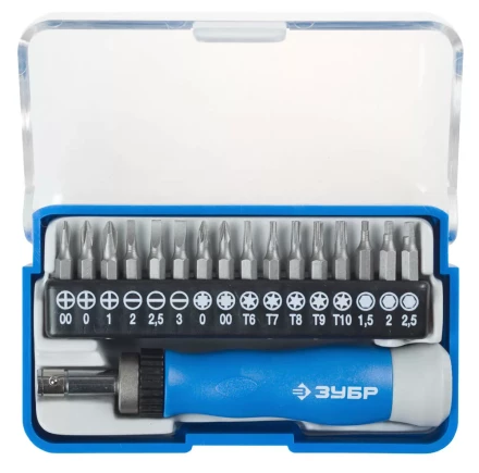 ЗУБР "ЭКСПЕРТ" Набор "Т-17": Отвертка для точных работ, реверсивная рукоятка, CR-V, сменные биты 25626-H17 купить в Нижневартовске