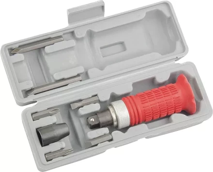 Отвертка ударно-поворотная 1/2", набор бит, 6 шт., обрезиненная ручка, в пласт. боксе  MATRIX 11579 купить в Нижневартовске