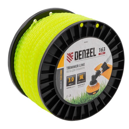 Леска для триммера витой квадрат, 3,0мм х 163м, на DIN катушке FLEX CORD// Denzel 96802 купить в Нижневартовске