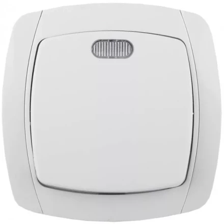 Выключатель СВЕТОЗАР "CITY LIGHT" одноклавишный в сборе, с подсветкой, белый, 10А/~250В SV-54231-W купить в Нижневартовске