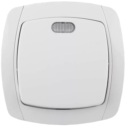 Выключатель СВЕТОЗАР "CITY LIGHT" одноклавишный в сборе, с подсветкой, белый, 10А/~250В SV-54231-W купить в Нижневартовске