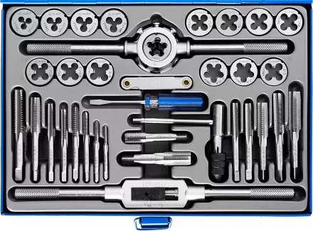 Набор метчиков и плашек ЗУБР "ПРОФЕССИОНАЛ", сталь Р6М5, 35 предметов 28110-H35 купить в Нижневартовске