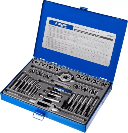 Набор метчиков и плашек ЗУБР "ПРОФЕССИОНАЛ", сталь Р6М5, 35 предметов 28110-H35 купить в Нижневартовске