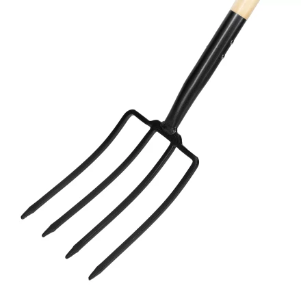 Вилы 4-рогие Palisad 61394, огородные, кованые, 195х295х1165 мм, деревянный лакированный черенок купить в Нижневартовске