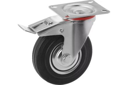 Колесо поворотное резина SCb 42 100 мм с тормозом (F) 1001717 купить в Нижневартовске