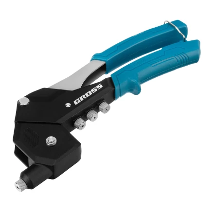 Заклепочник ручной Gross 40418, 290 мм, поворотный, 0-360, заклепки 2,4-3,2-4,0-4,8 мм купить в Нижневартовске